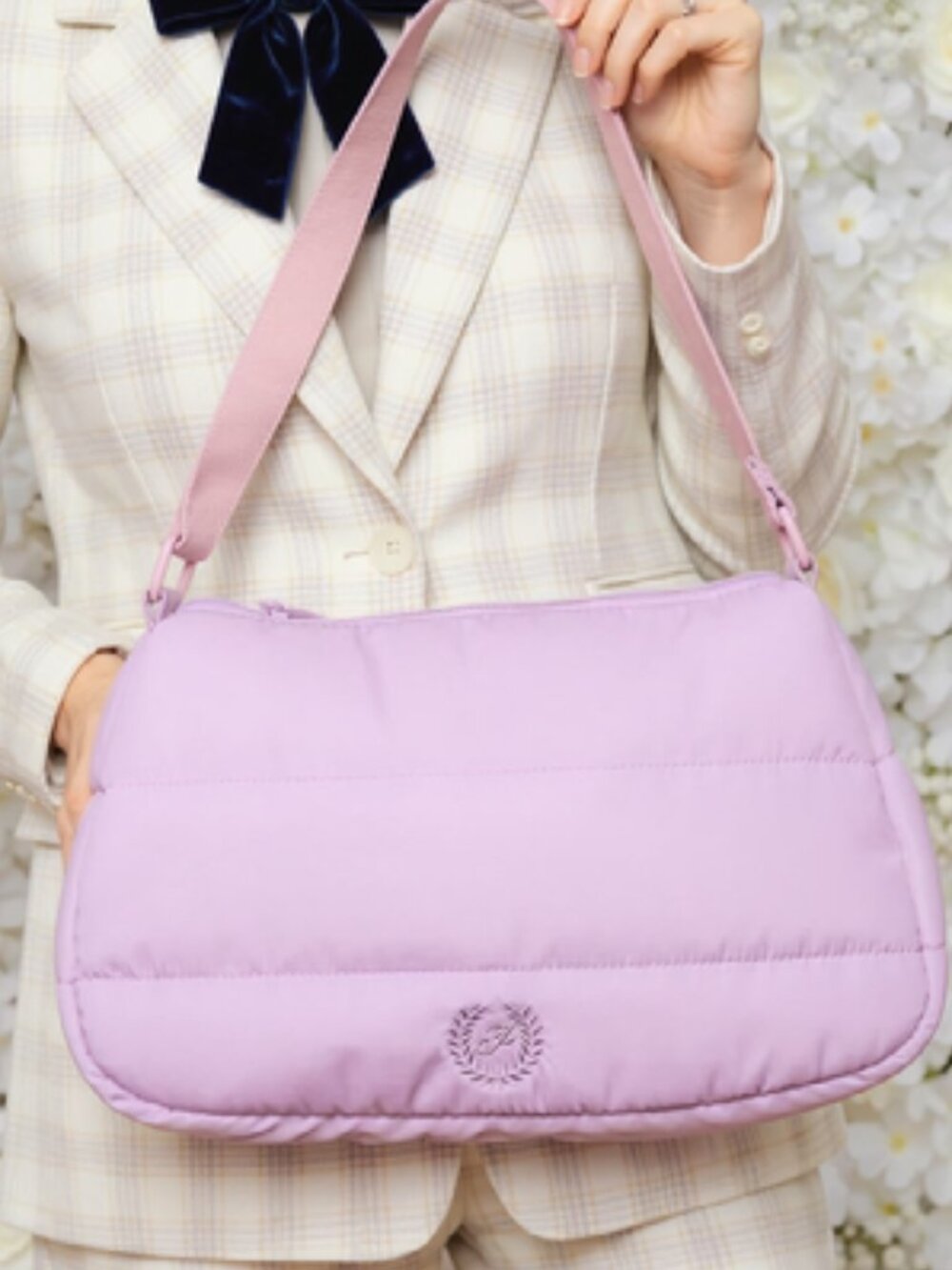 PINK Quilted Puffer Hush Lilac Mini Hobo Bag NWT